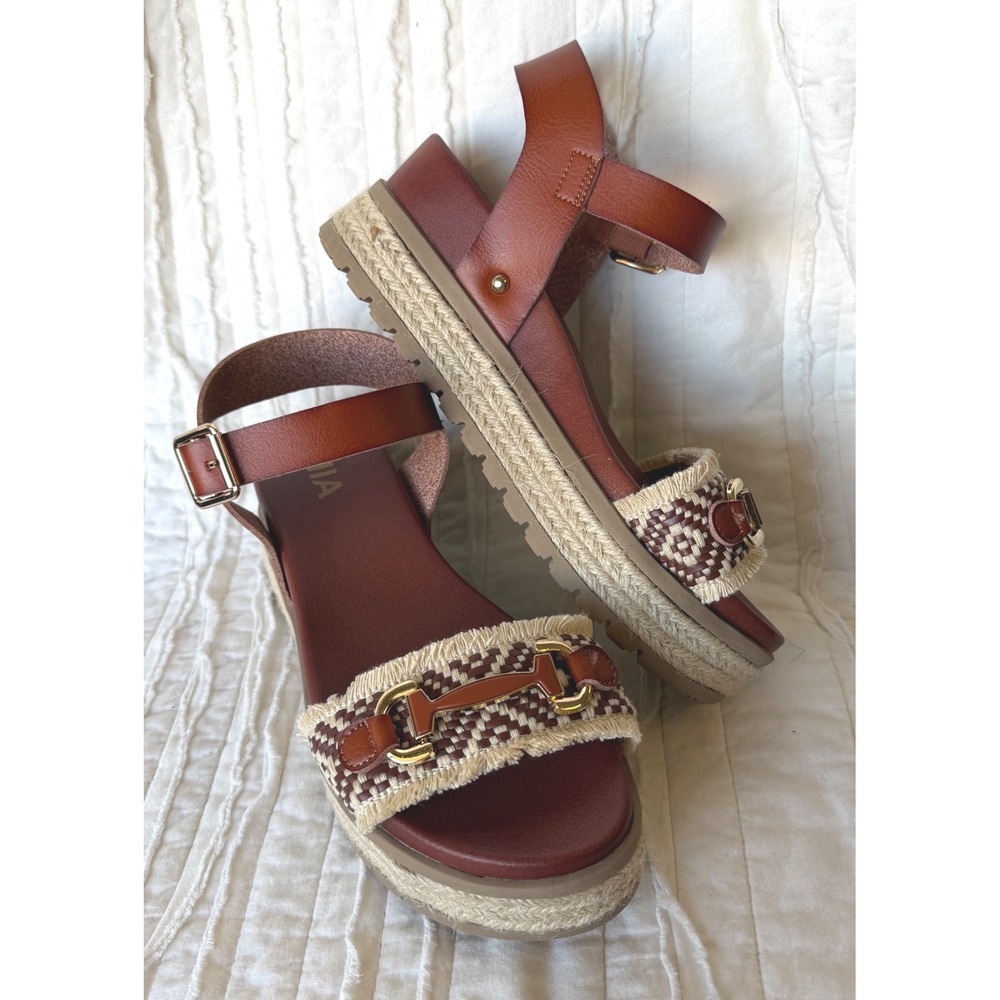 MIA Platform Espadrille Sandals Brown Lug Sole Coastal Casual Festival Boho 7